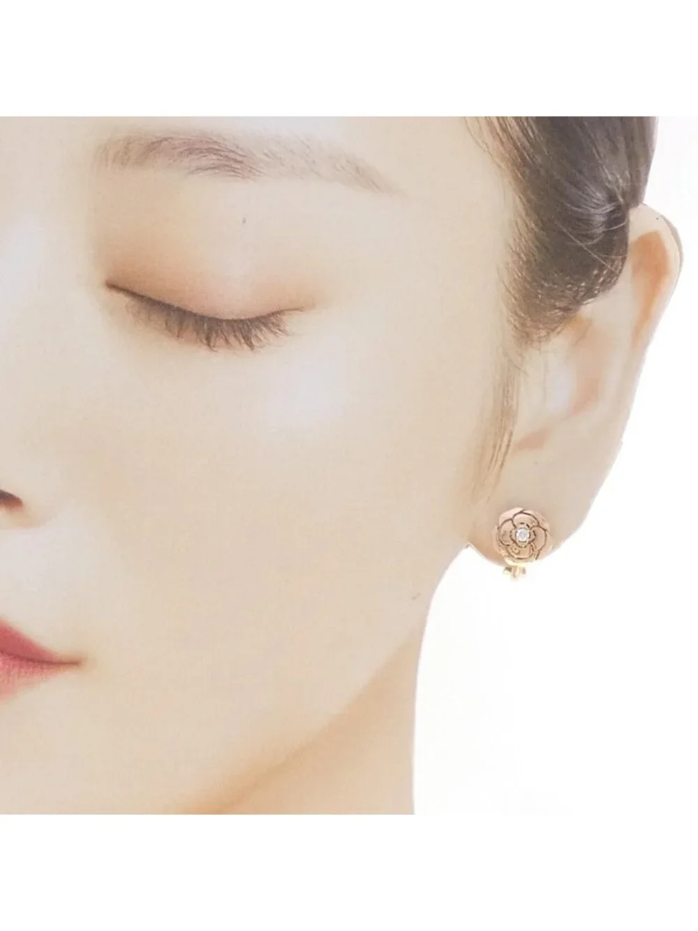 Chanel Camellia Earrings Gold